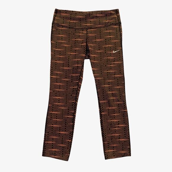 Nike Leggings Women S Small Black Orange Dri Fit Epic Run Cropped Reflective - Picture 1 of 14